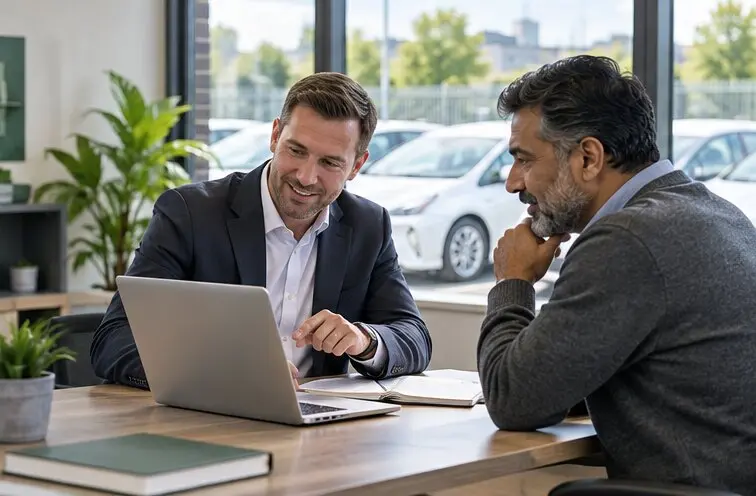Fleet consultant demonstrating Rentfleet to a private-hire business owner